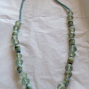 Vintage Blue Glass Bead Necklace